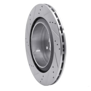 Infiniti G35 Brake Rotor (1) - Rear Right - R1 Concepts - Drilled & Slotted - Silver - `03-`08